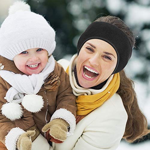 Fleece Ear Warmer Headband - Moisture Wicking Winter Sports Cover - Black