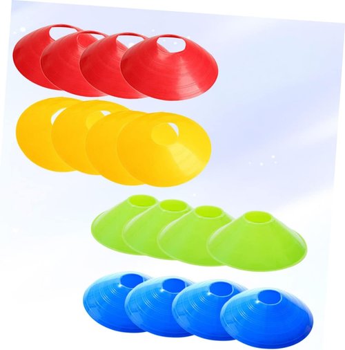 KESYOO Soccer Training Disc Cones - 16 Pcs Agility Markers in Red, Blue, Green, Yellow for Outdoor Sports Practice