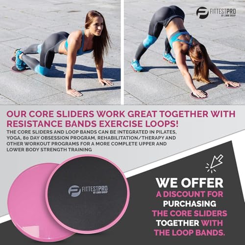 Core Sliders for Full Body Workouts - Pink Exercise Gliding Discs (Set of 2)