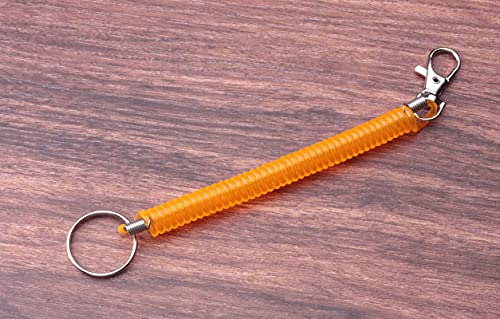 Spiral Retractable Keychain - 3 Pcs Green Spring Coil with Ring