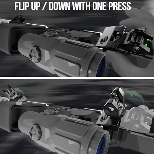 45 Degree Offset Iron Sights - Adjustable Flip Up Fiber Optic with Red Green Dots