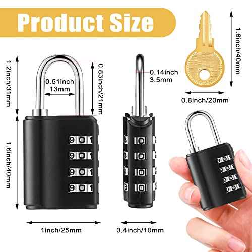 Kenning 10 Pcs Combination Padlock 4 Digit Combination Lock with Keys Locker Resetable Security Outdoor Waterproof Gate Lock for School Sports Gym Locker Employee Fence Case (Silver and Black)