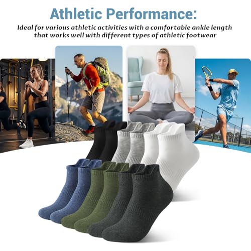 Ankle Athletic Socks 6-Pack - Moisture Wicking, Multi-Color