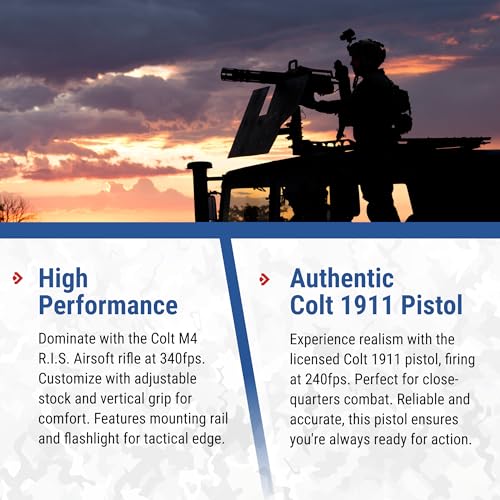 Airsoft Rifle and Pistol Kit - Tan, 300 FPS with Accessories
