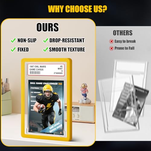 Graded Card Slab Case with Shockproof Bumper - Yellow - Trading Card Holder