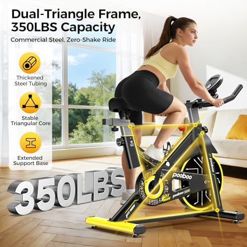 Magnetic Exercise Bike with App & Tablet Mount - Silver Yellow