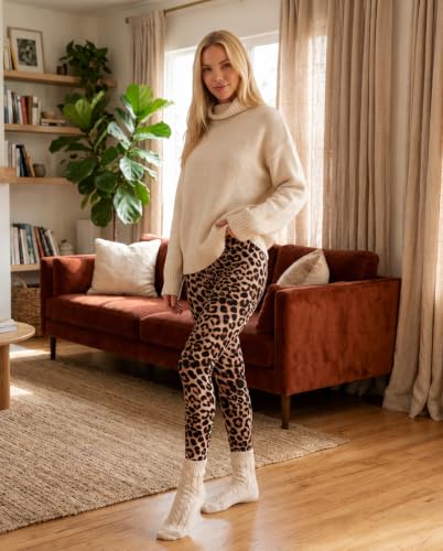 High Waisted Leggings for Women - Tummy Control, Soft Lounge Gym Pants - 26" Inseam, Large-X-Large, A-Wild Cheetah