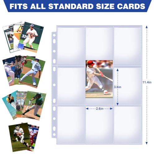 50 Pack Single-Sided Card Sleeves Binder Sheets - Holds 900 Cards