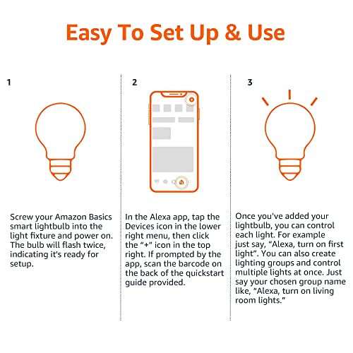 Amazon Basics Smart A19 LED Light Bulb Color Changing 9W (60W Equiv) 800 lm, Works with Alexa, 1-Pack