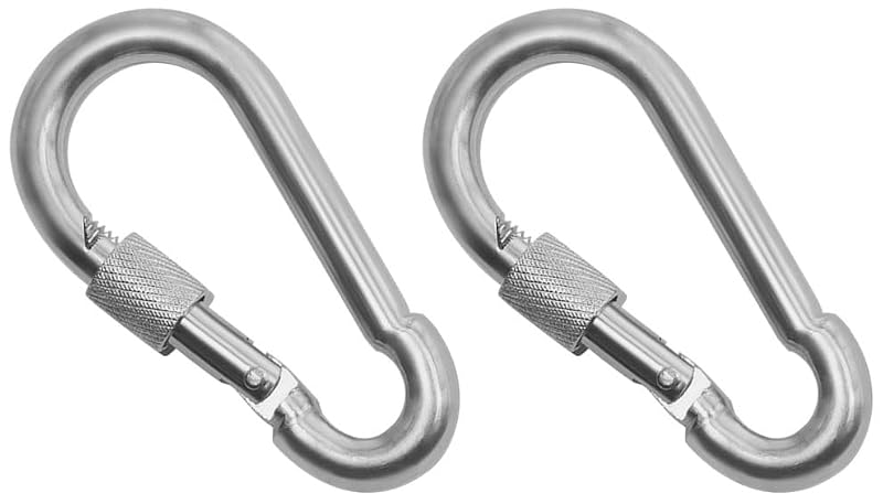 Heavy Duty Zinc-Galvanized Steel Carabiner Snap Hooks - 7cm 2-Pack Silver