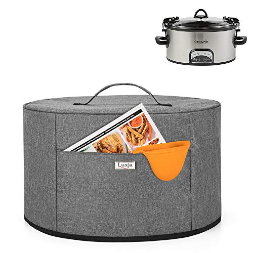 Luxja 6-8 Quart Oval Slow Cooker Dust Cover Gray Waterproof Nylon