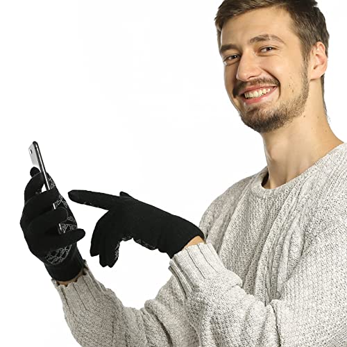 Winter Warm Touchscreen Gloves - Black, Large - Fleece Lined