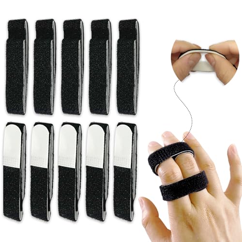 Finger Splint Buddy Straps - 10 Pack Black for Injured Fingers Support