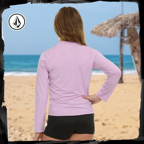 Girls Long Sleeve Rash Guard - UPF 50+ Swim Shirt - Lavender