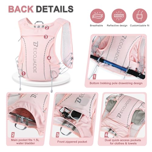 5L Hydration Running Vest for Women - Lightweight & Breathable - Pink