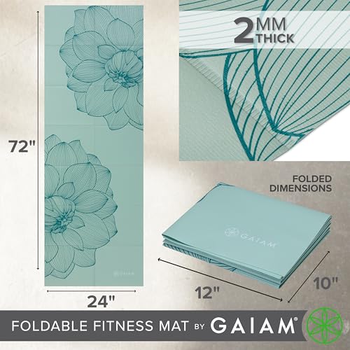 Foldable Yoga Mat - 2mm Thick Icy Paisley Design - 68" x 24"