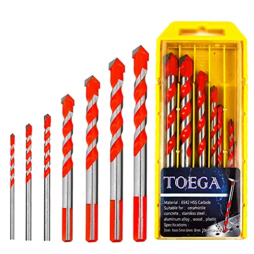 7Pcs Ultimate Drill bits£¬Carbide Drill bit Set, Masonry bit bit with Tungsten Carbide Drill bit, Drilling and Punching Work kit for Ceramic Tile, Concrete, Brick, Glass, Plastic and Wood
