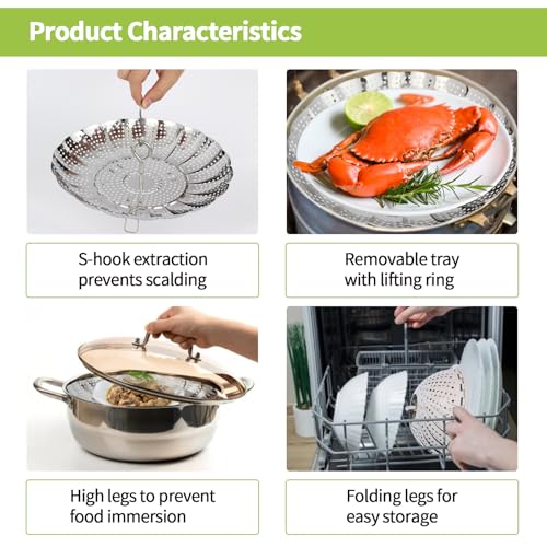 Expandable Stainless Steel Steamer Basket - 6-10.3 Inch