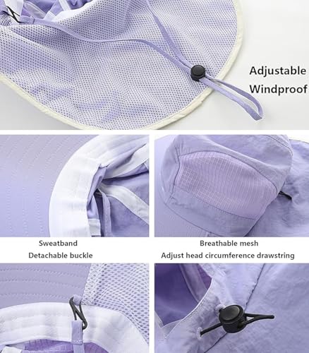UV Sun Protection Hat Women Foldable Neck Flap Wide Brim Fishing with