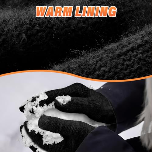 Thermal Winter Gloves for Men & Women - Black, Large