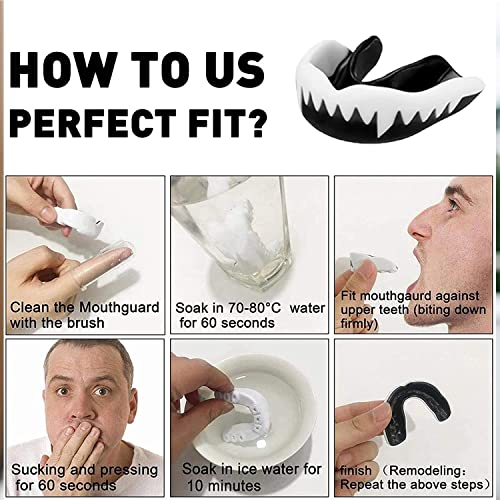 YAFIYGI Kids Youth Mouth Guard Football MMA Boxing Rugby Taekwondo Softball Lacrosse - Black & White