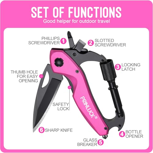Pink 6-in-1 Multitool Pocket Knife - Engraved Stainless Steel Design