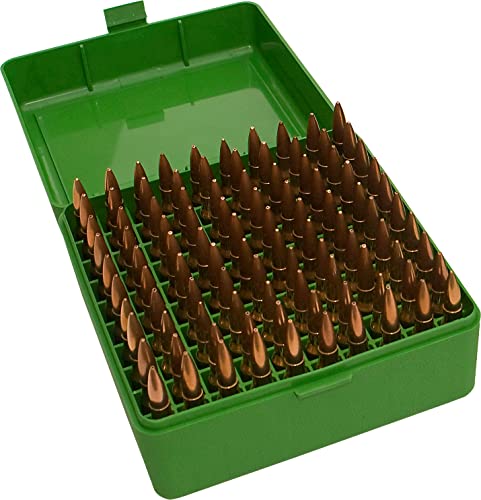 Rifle Ammo Box - 100 Round Flip-Top Case, Green, 3.05-Inch