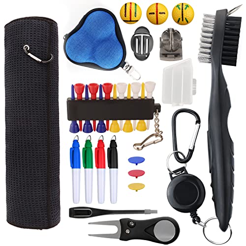 THE GOLFER STORE 29-IN-1 Golf Essentials Kit with Club Brush, Towel, Balls & Markers