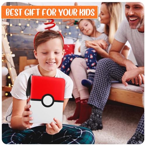 4-Pocket Card Binder for 400 Cards with Removable Sleeves - Red
