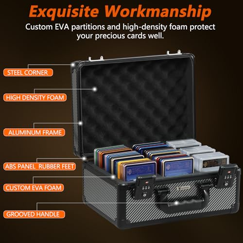 Black 3 Slots Graded Card Storage Box with TSA Lock for PSA BGS CSG - Wisvov