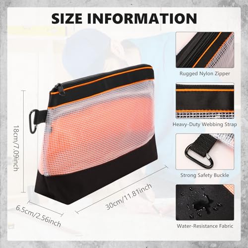 Paterr 16 Pcs Zipper Clear Tool Bag Bulk Small Tool Bag, Heavy Duty Clear Pouch, Multipurpose Waterproof Storage for Men Women Electrician, 4 Color(11.8 Inch)