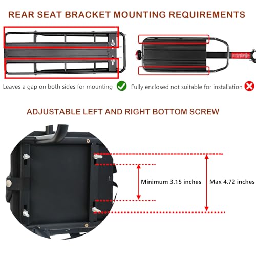 Rear Child Bike Seat with Foot Pedals & Handrail - Black