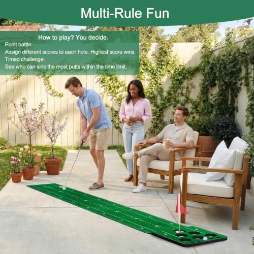 Chriiena Green Indoor Golf Putting Mat - Party & Practice Game Set