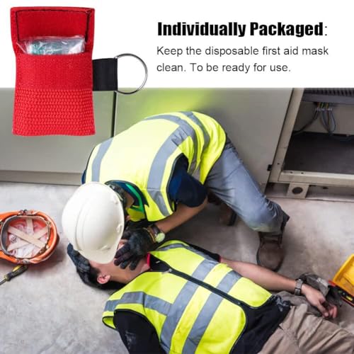 6pcs CPR Face Shield Masks with Keychain - Red Emergency Kit