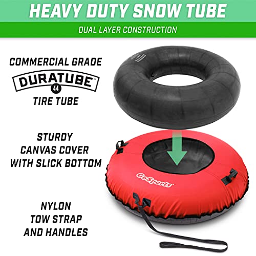 44 Inch Heavy-Duty Snow Tube with Canvas Cover - Red