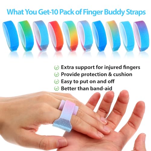 10 Pcs Washable Finger Buddy Tape Straps - 13cm Gradient