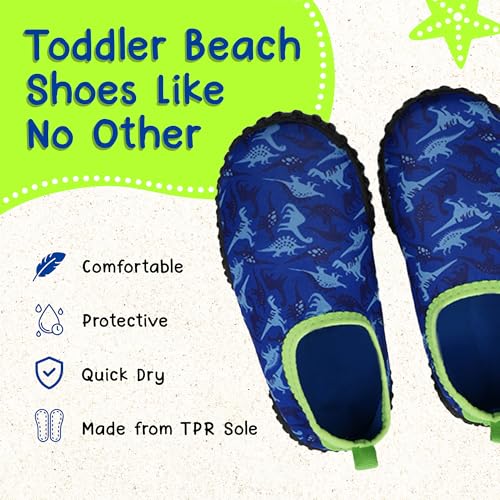 Non-Slip Toddler Water Shoes for Beach and Pool - 6 Toddler Blue Dino