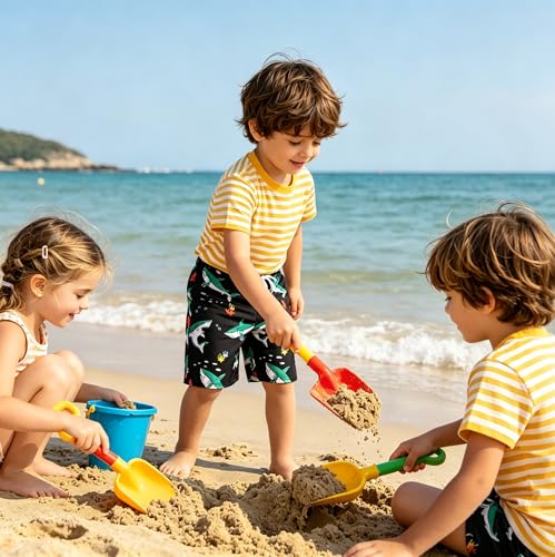 Boys Swim Trunks - Quick Dry Board Shorts for Ages 7-8 Years - Black Shark