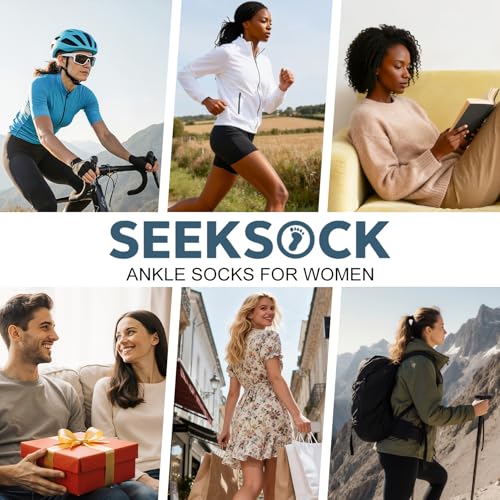 Athletic Cotton Ankle Socks for Women - 6 Pairs Black/White