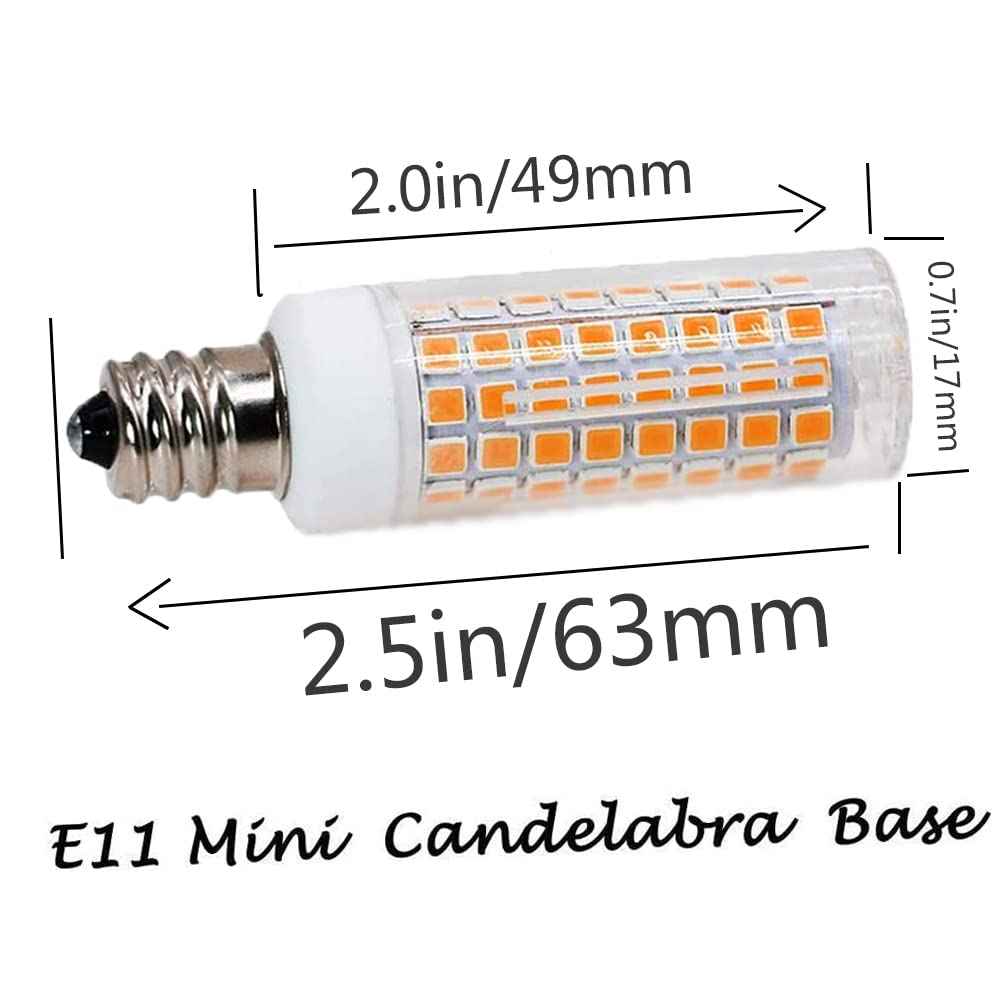 VUITUY E11 led Bulb 75w 100w Halogen Bulbs Replacement, JD e11 T4 Mini Candelabra Base 110V 120V 130 Voltage Input Light Bulbs, Warm White 3000K Pack of 4 (E11-4PWW)