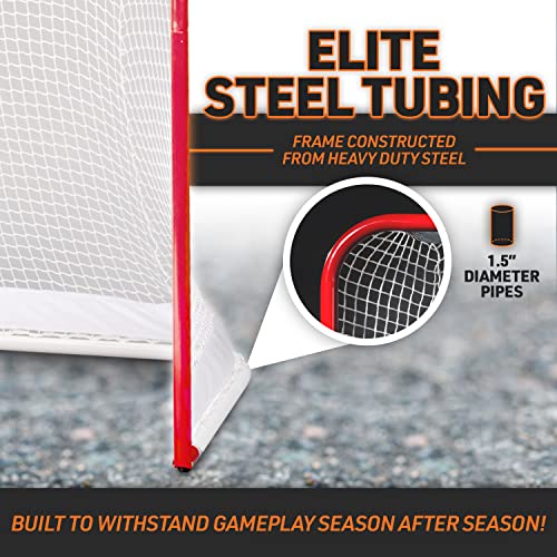 72" Steel Street Hockey Goal - Heavy-Duty, Easy Roll Setup