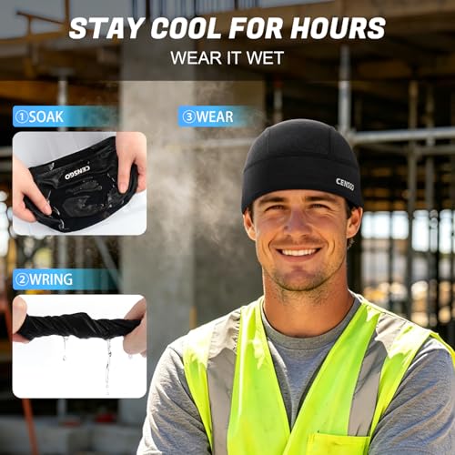 Cooling Skull Cap - Breathable Moisture-Wicking Hard Hat Liner - One Size Black