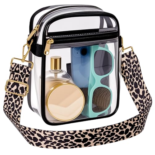 Clear Stadium Event Bag with Adjustable Leopard Strap