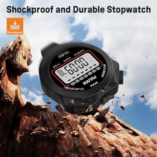 Digital Stopwatch Timer with Split Function and Alarm - Black