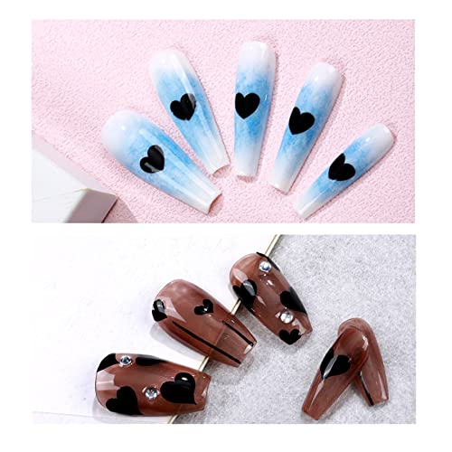 Black Hearts Nail Art Stickers - 6 Self-Adhesive Sheets