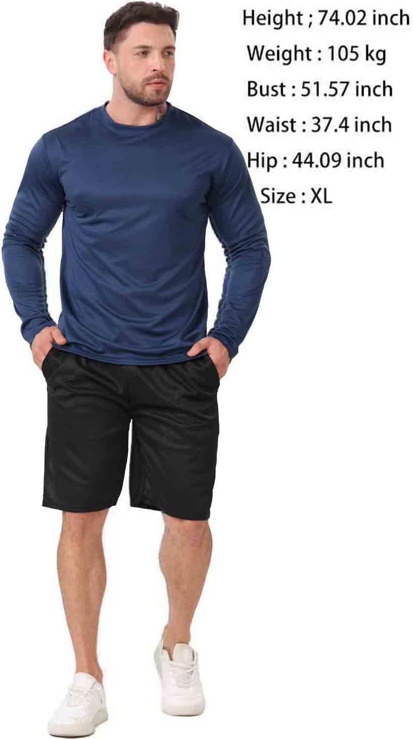 Skiennix 10-Pack Long Sleeve T-Shirts for Men - Quick Dry Workout Tees in Various Colors