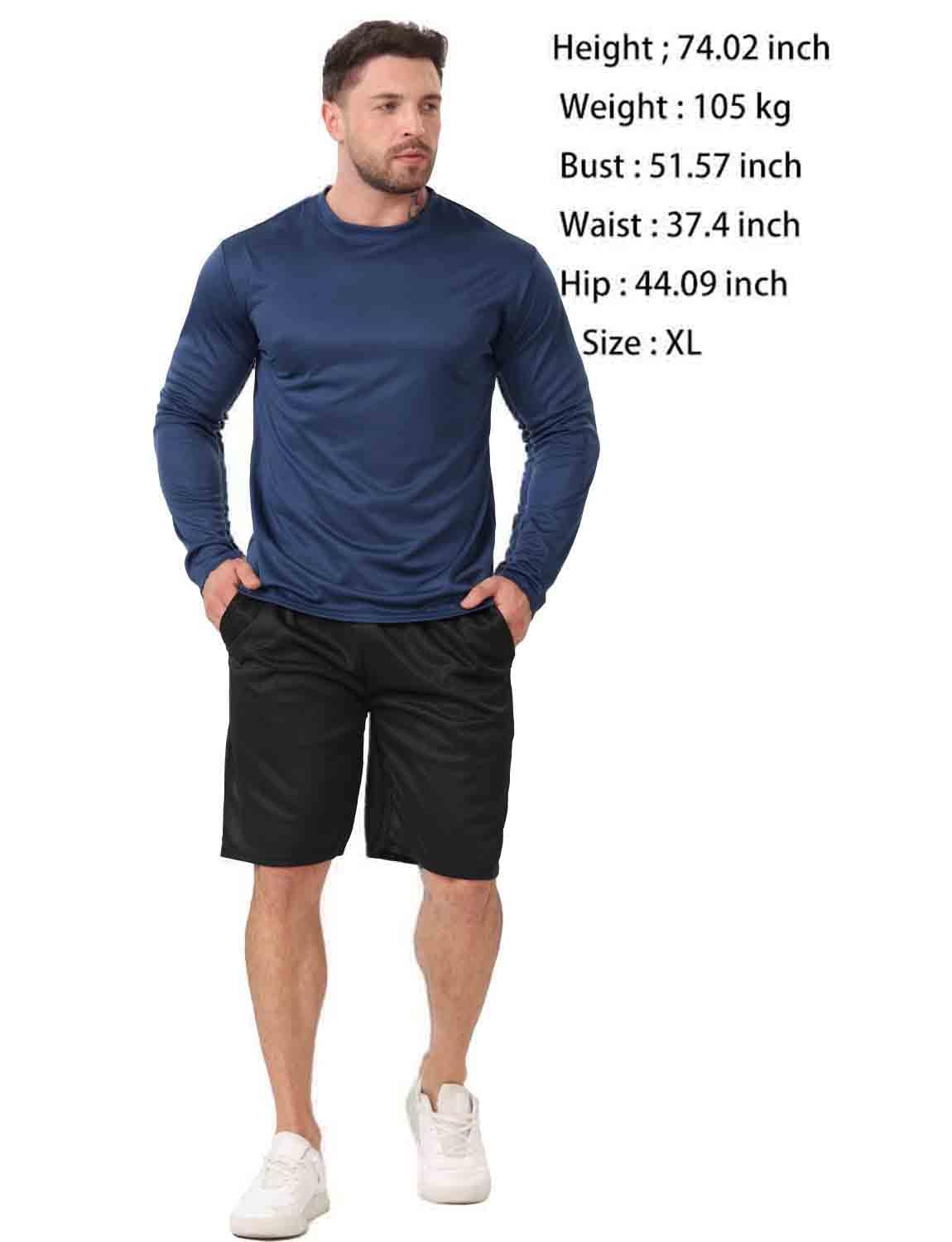 Tmoklfpcd 10 Pack Long Sleeve t Shirt for Men Mens Tee Shirts Workout T Shirt for Running Quick Dry T-Shirts (Black - 10-piece,Large)