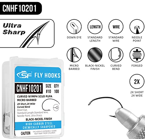 Ultra Sharp Fly Tying Hooks - Size #16, 100 Pcs - CNHF-16