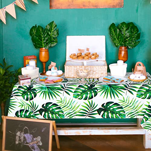 Tropical Palm Leaves Tablecloths - 3 Pack, 54 x 108 Inch