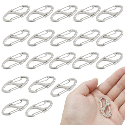 20-Pack 1.6" Metal Spring Snap Hooks - Silver Carabiner Clips
